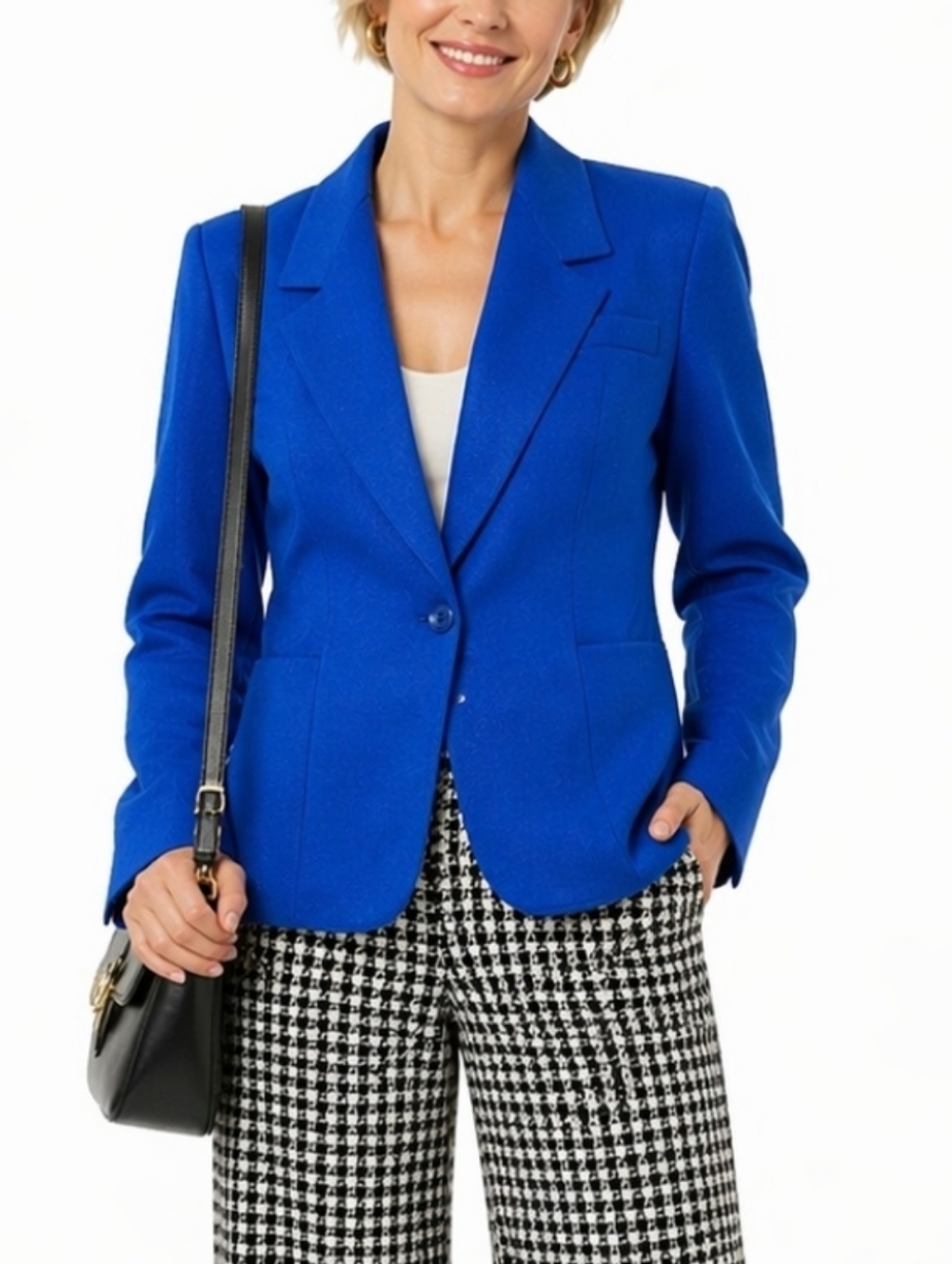 Vintage Porsha by Winer Royal Blue Wool Blend Single Button Jacket Blaze…